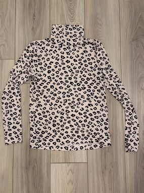 LOFT Black and Light Pink Leopard Print Top